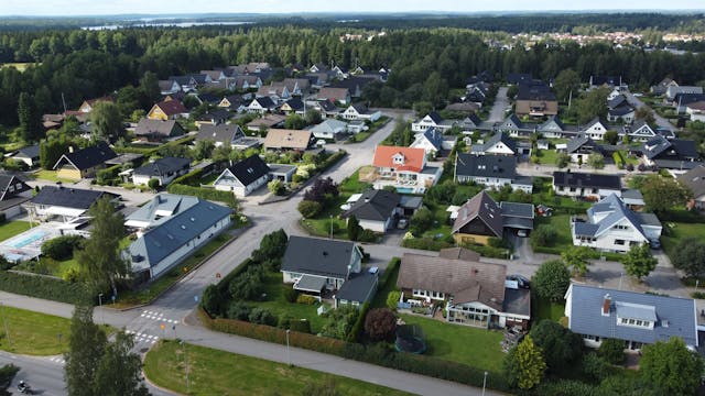 the aerial view of a neighborhood